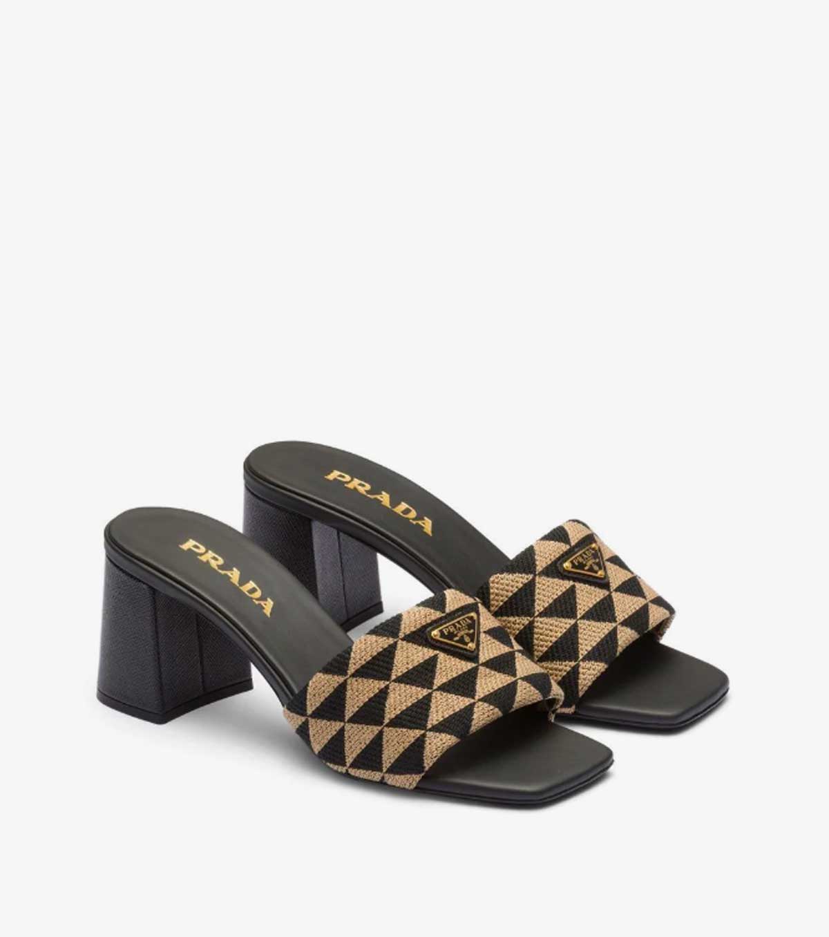 logo-plaque slip-on sandals