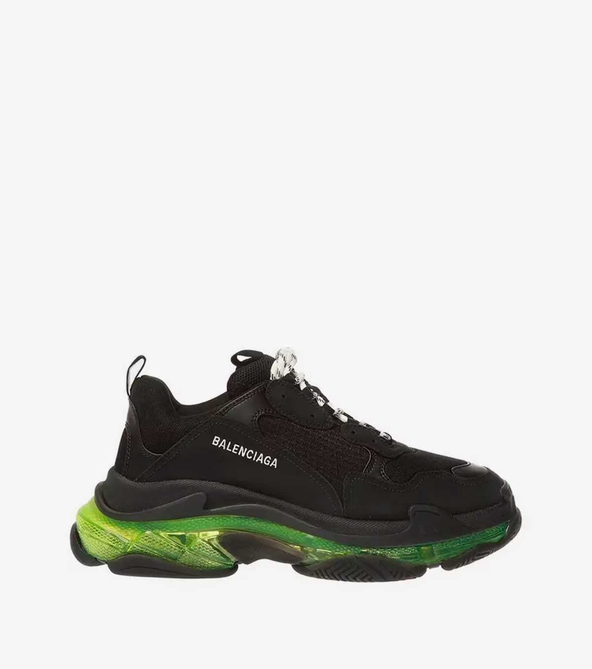 Triple S Clear Sole Black/Neon Green