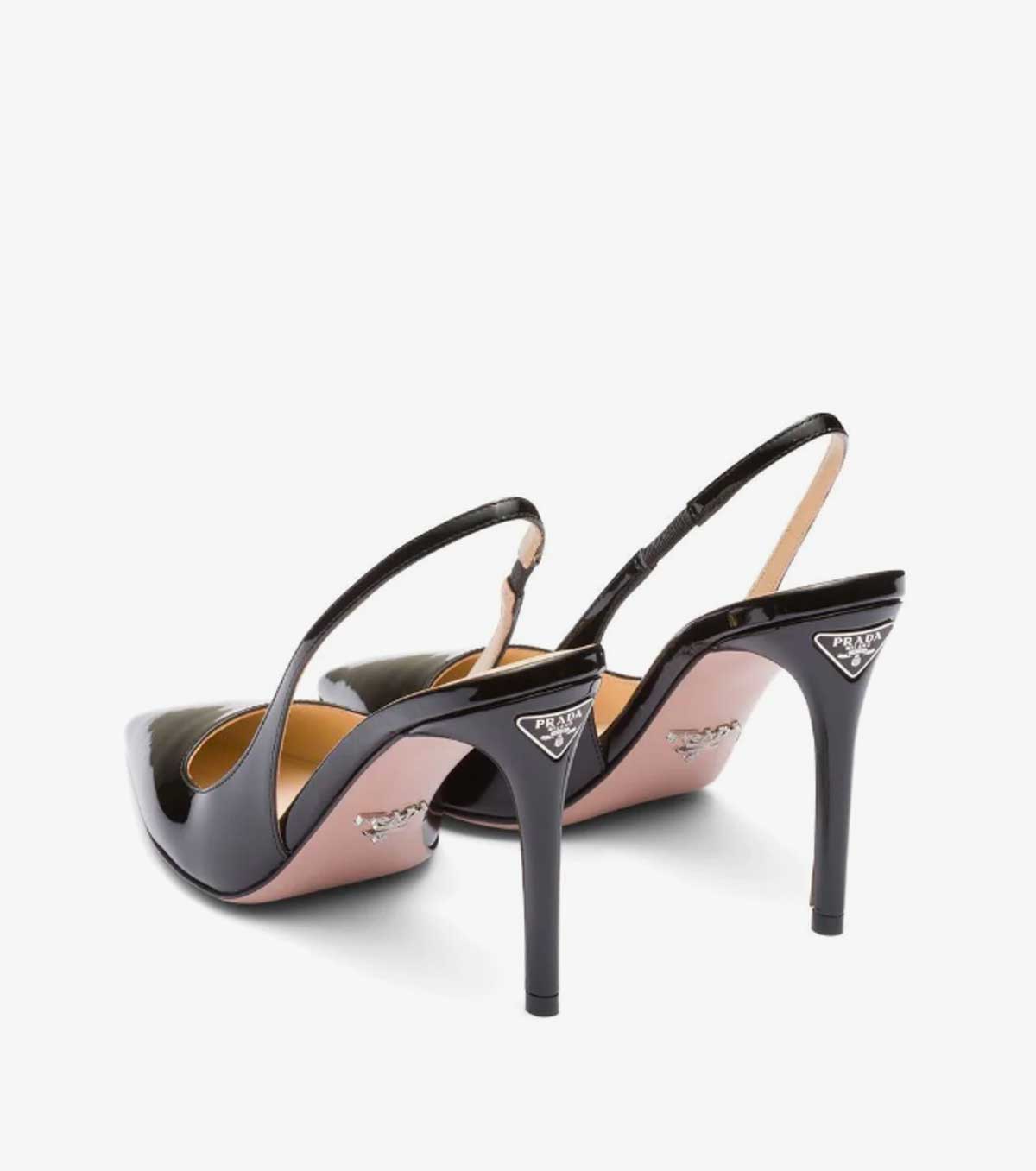 triangle logo leather slingback pumps