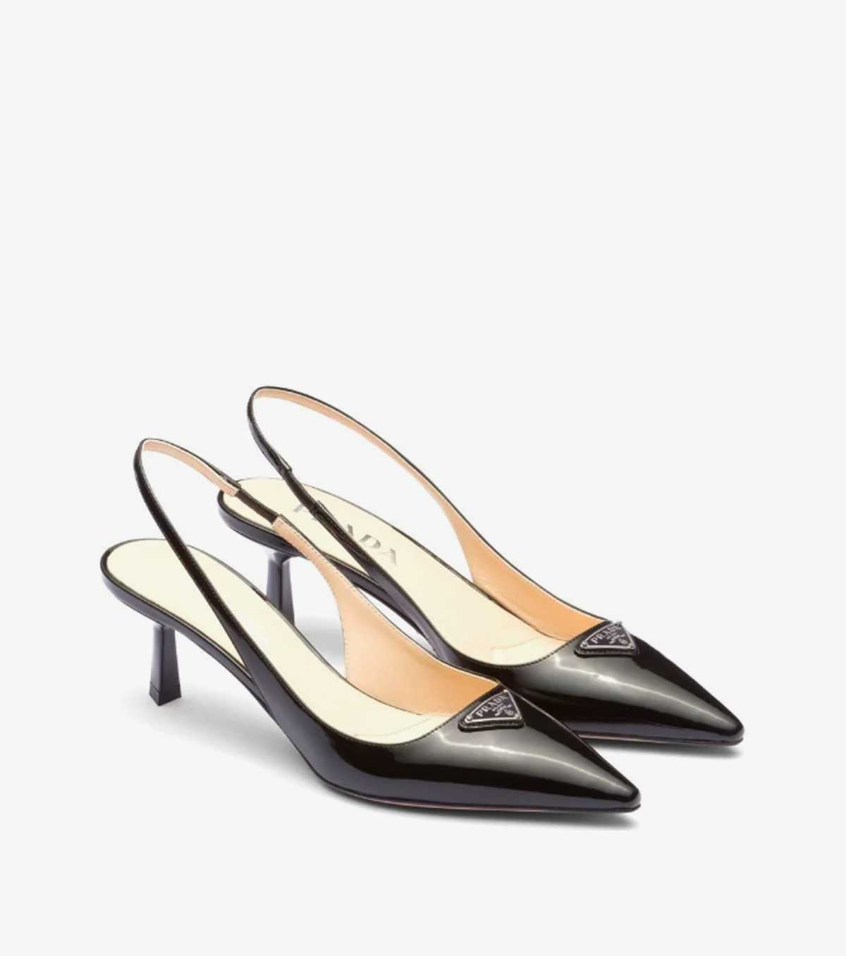 logo-plaque slingback pumps