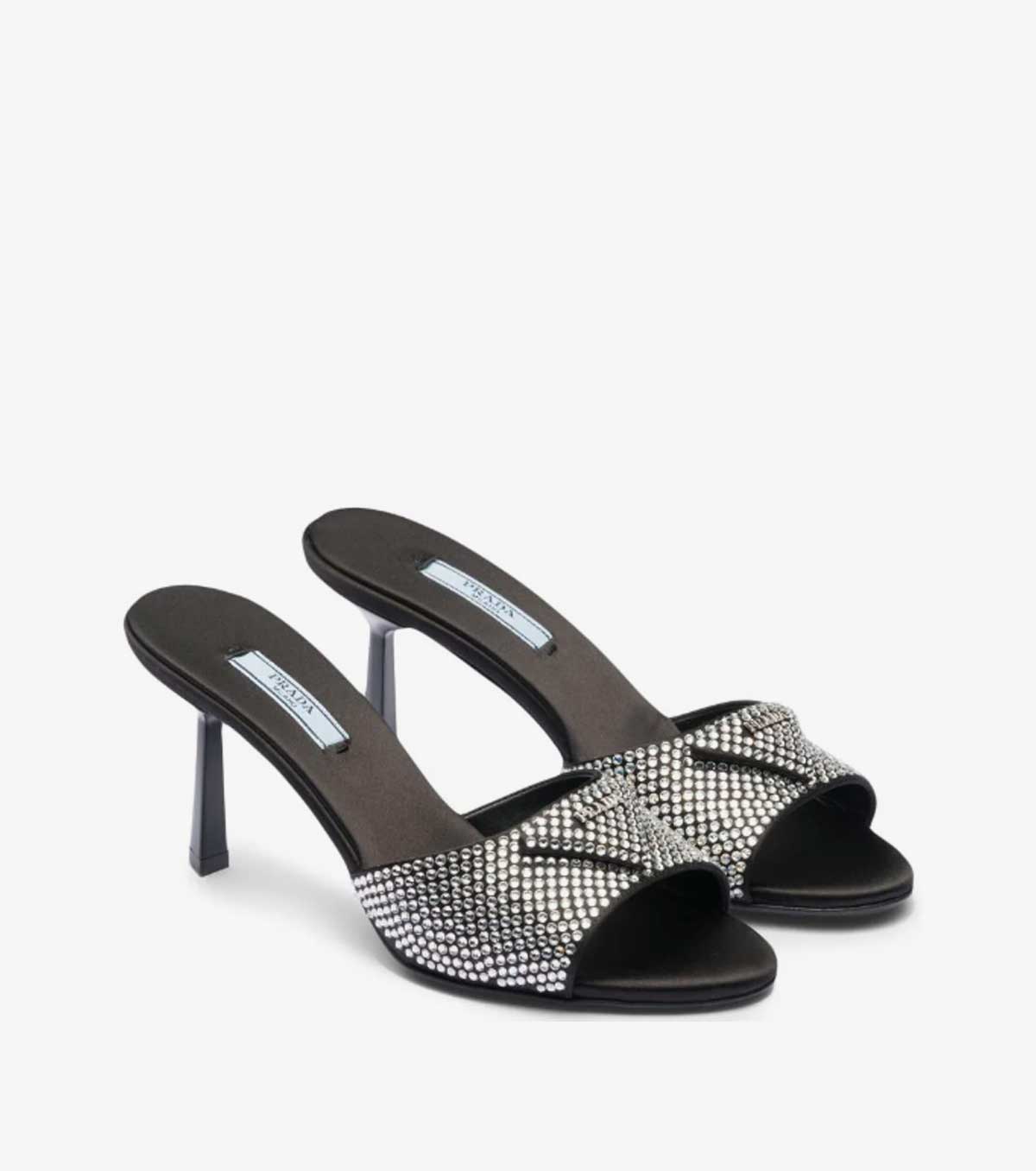 crystal-embellished satin mules