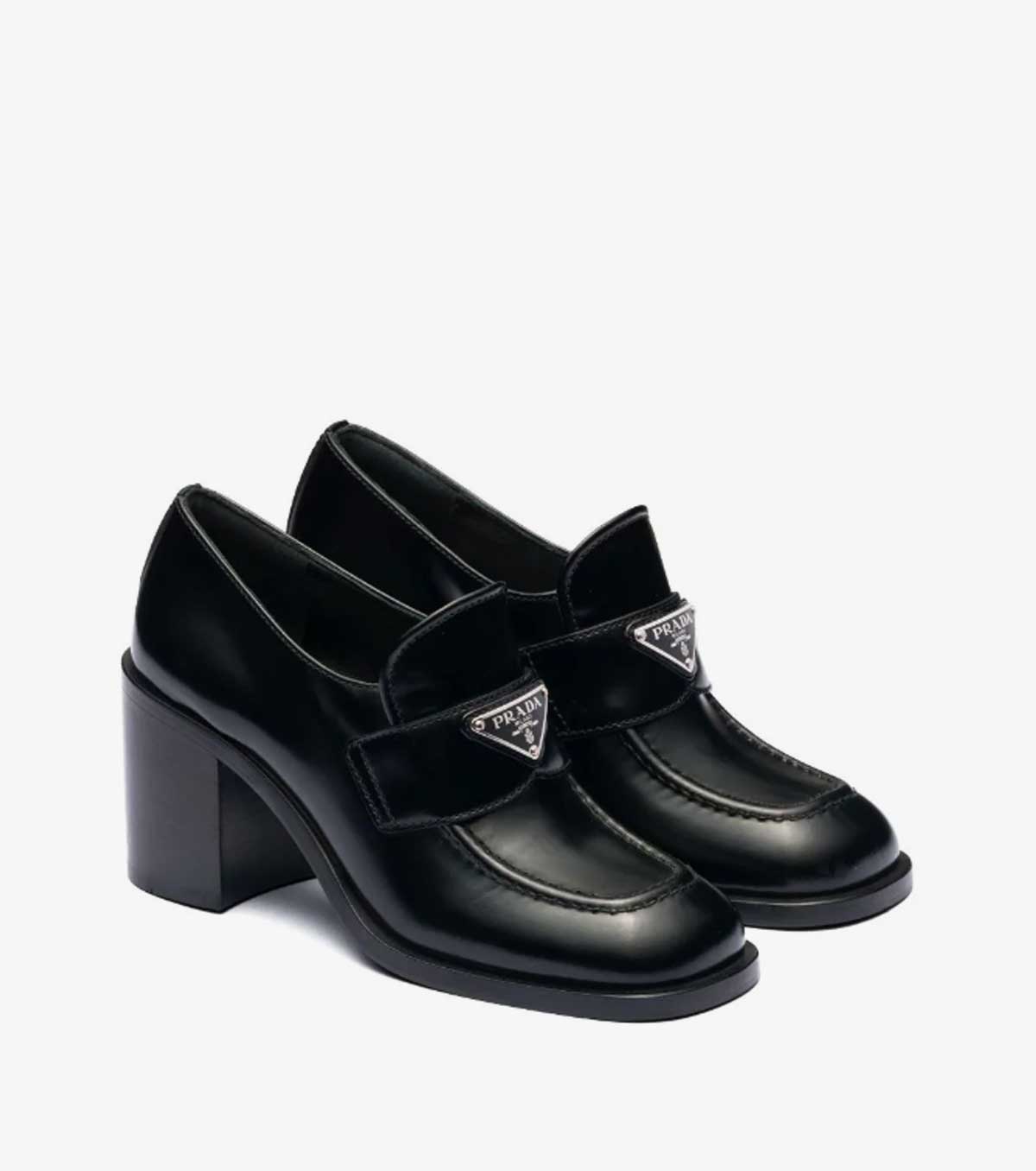 block-heel brushed-leather loafers