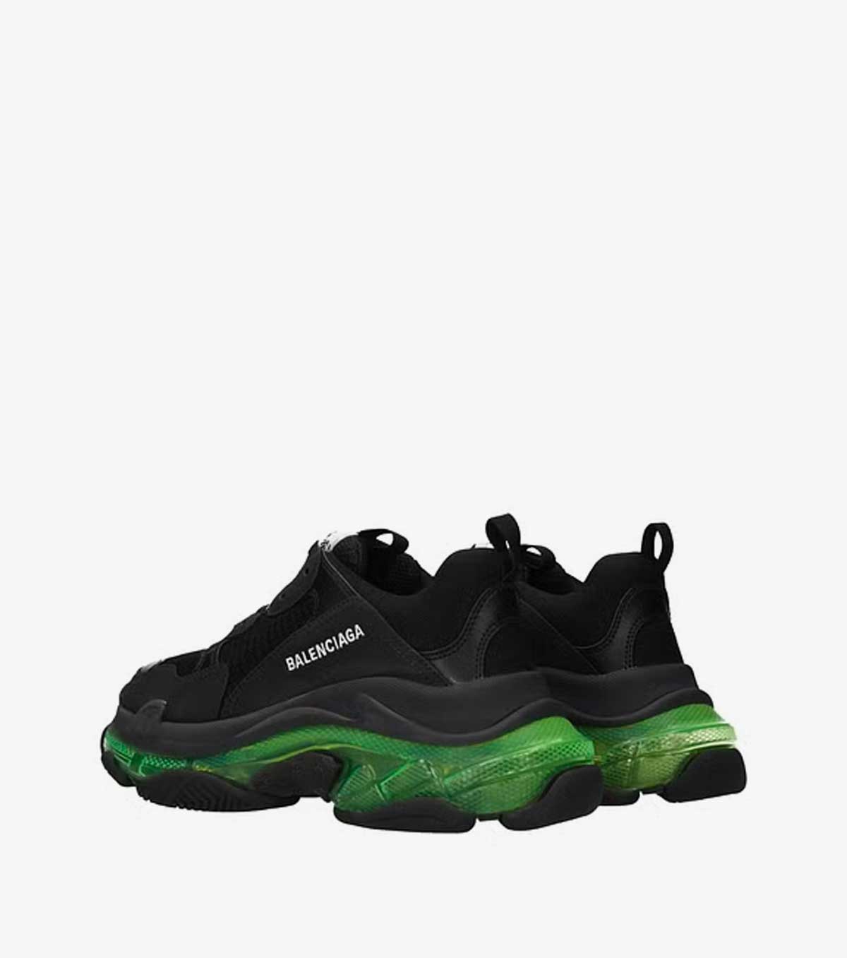 Triple S Clear Sole Black/Neon Green