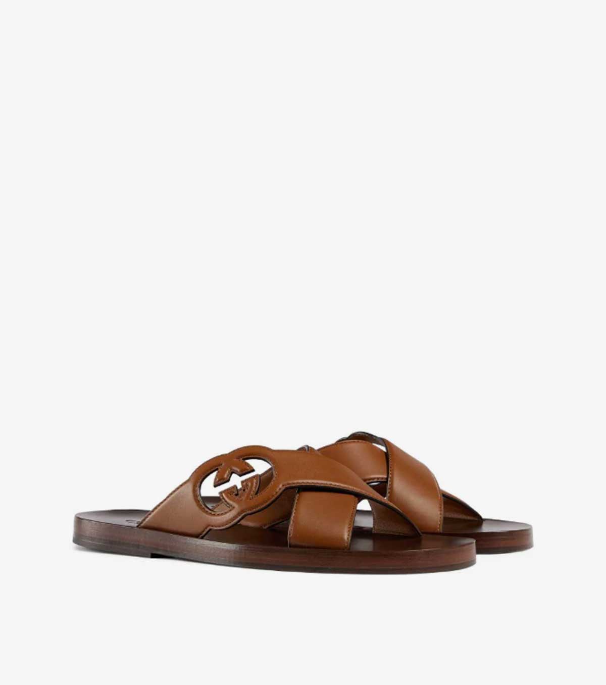 GG-motif leather slippers