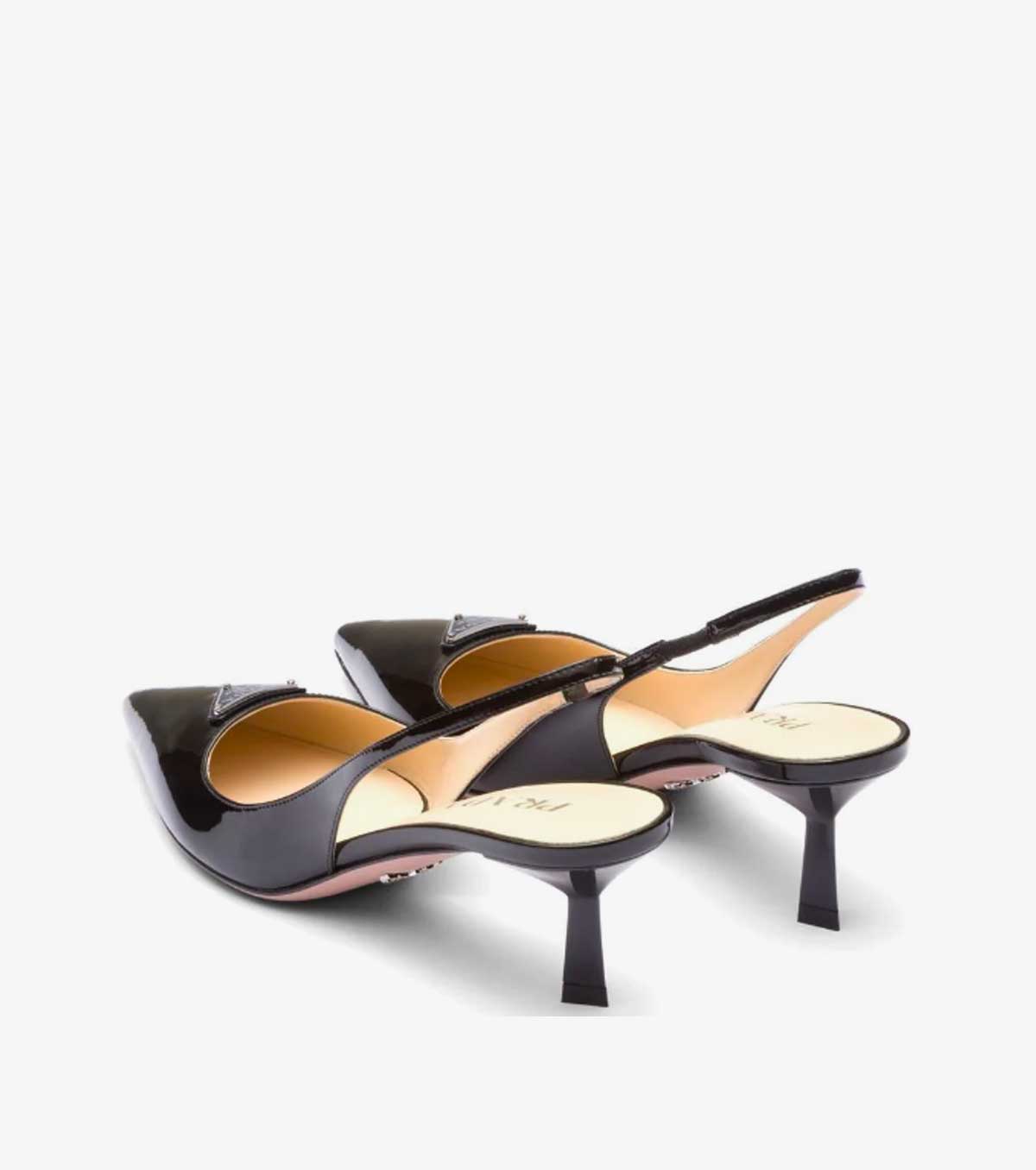 logo-plaque slingback pumps