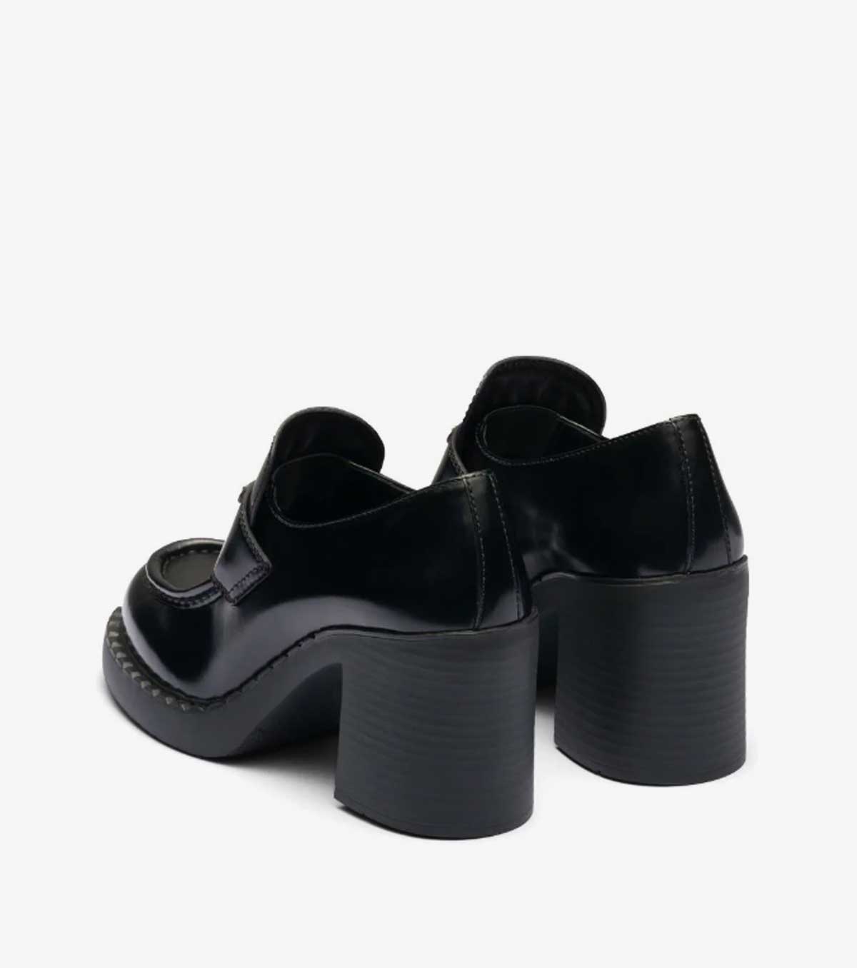 triangle-logo brushed leather loafers