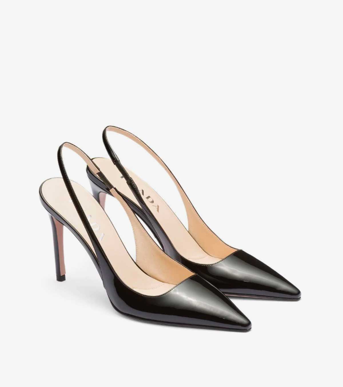 triangle logo leather slingback pumps