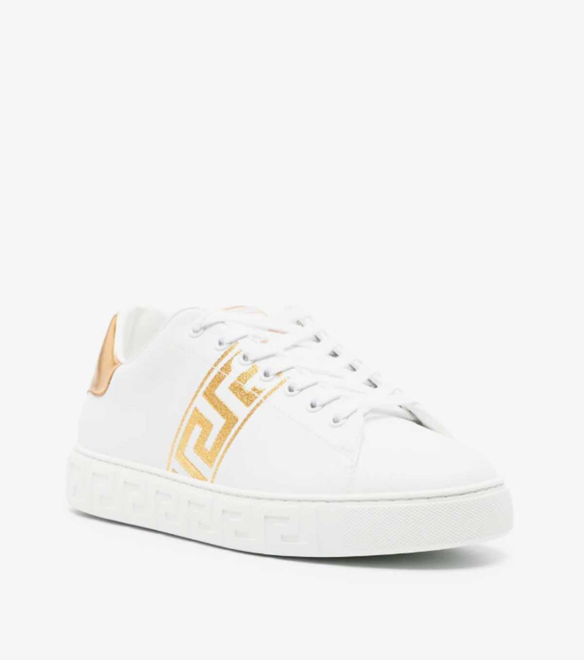 Embroidered Greca leather sneakers