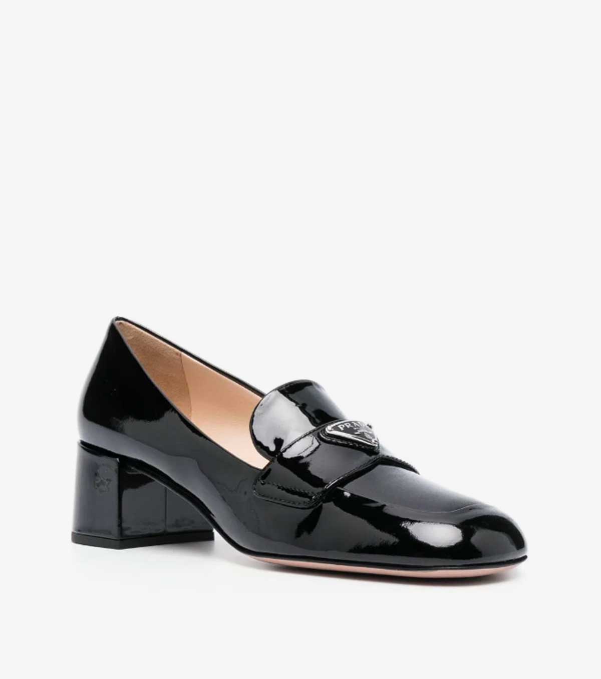50mm triangle-logo patent leather loafers