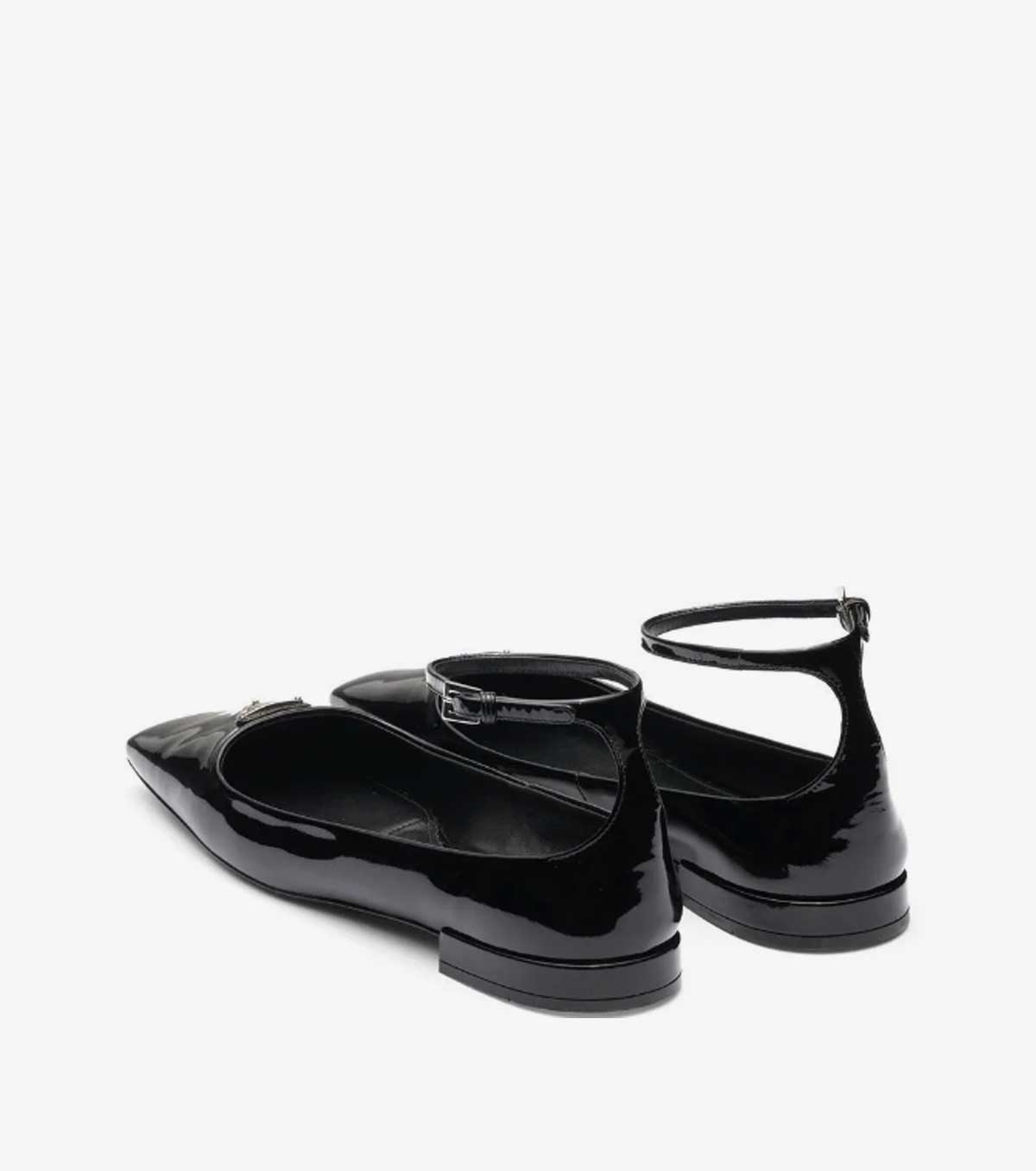 triangle-logo patent leather ballerina shoes