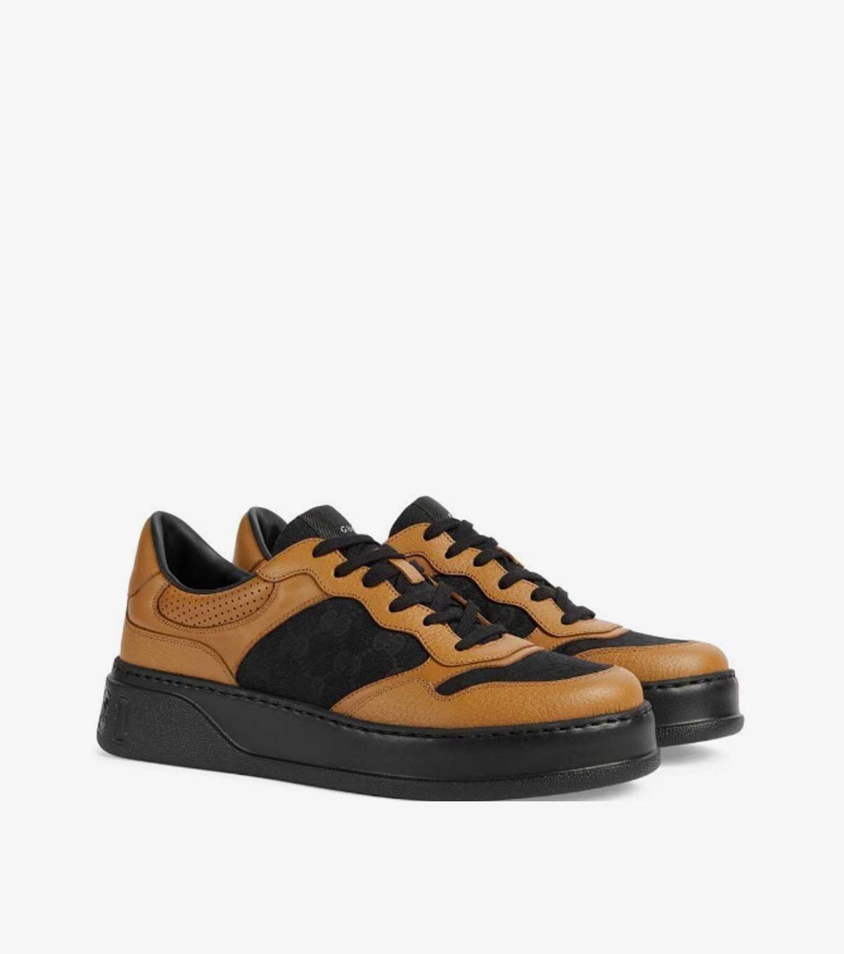 panelled lace-up sneakers