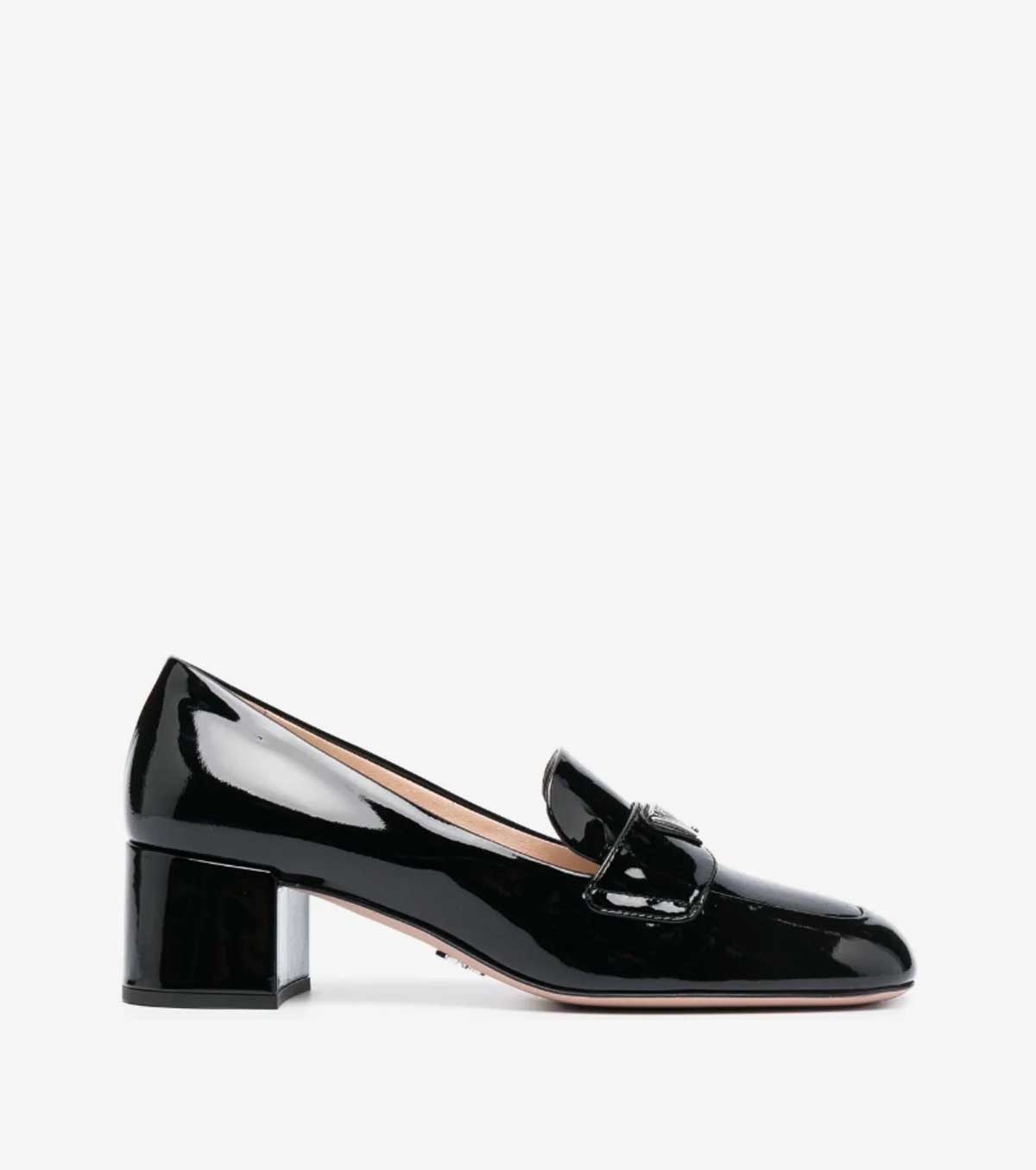 50mm triangle-logo patent leather loafers