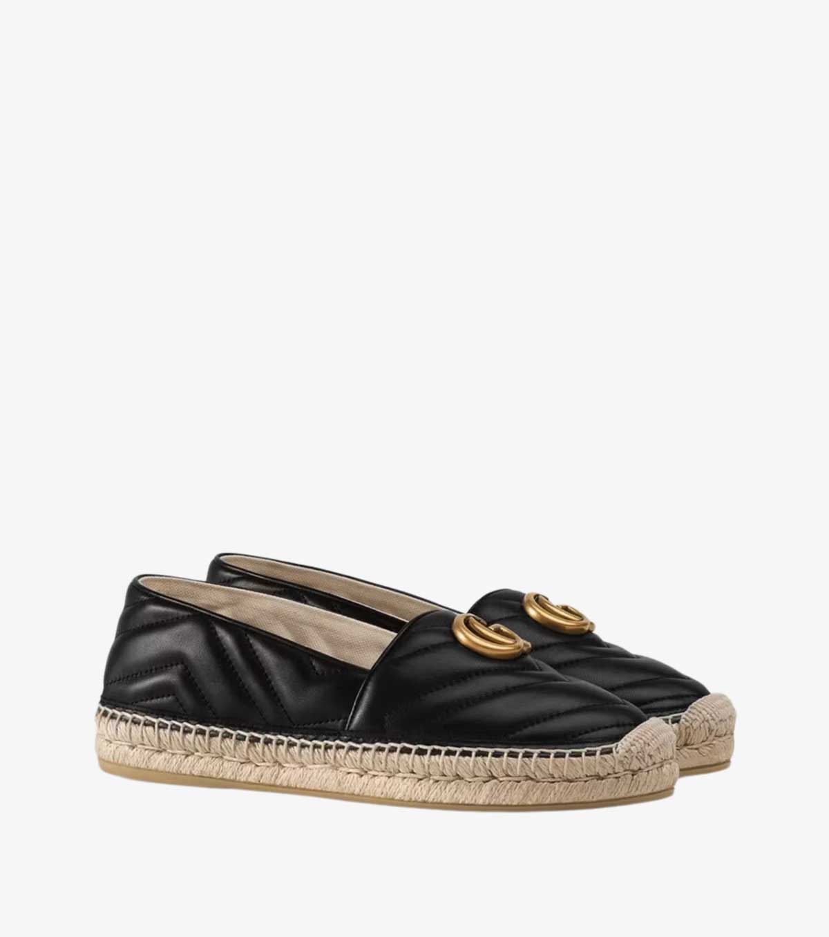 Leather espadrille with Double G
