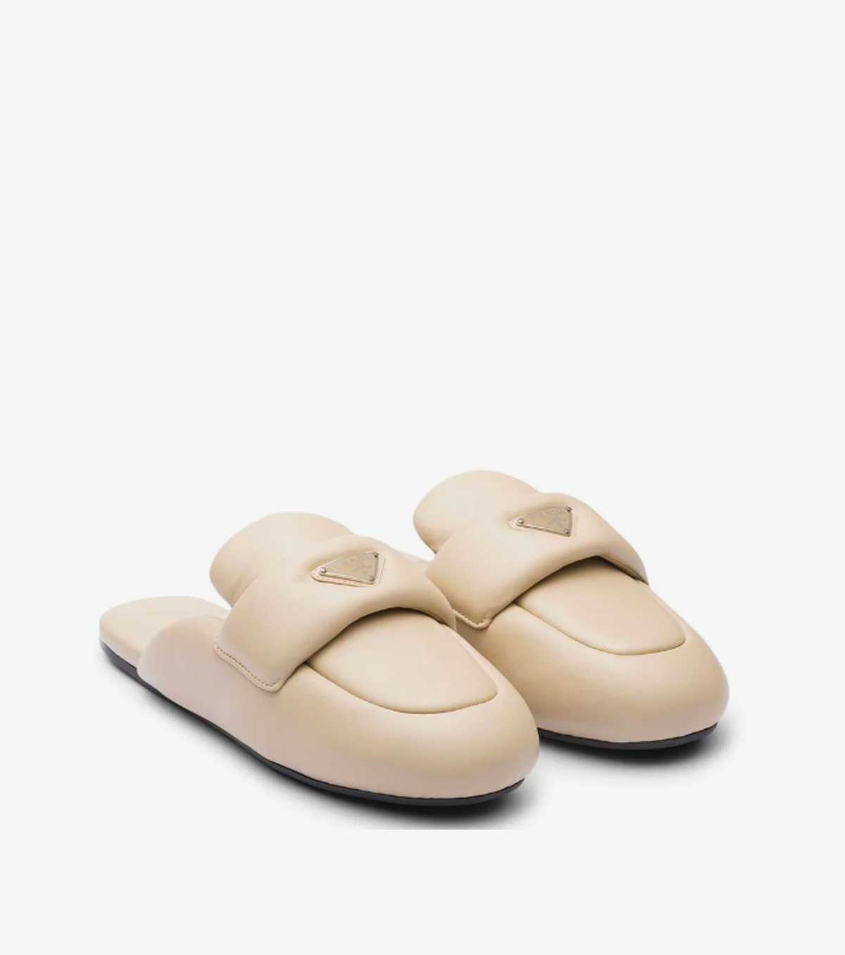 quilted logo-plaque mules