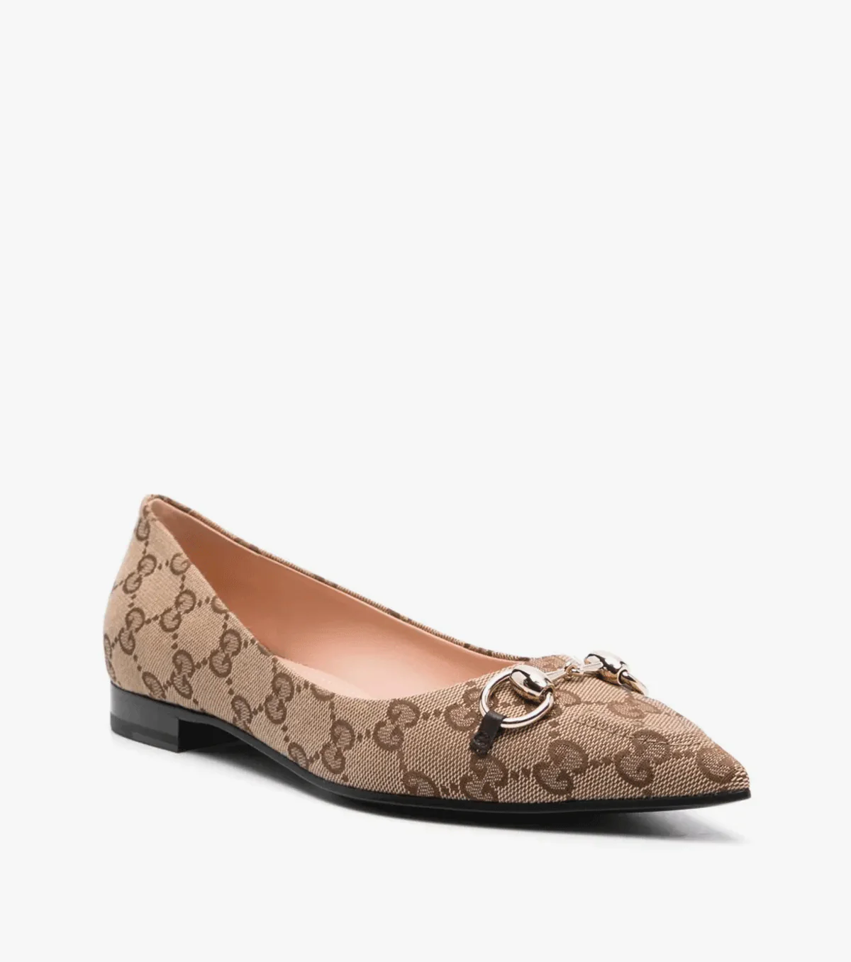 Horsebit GG-canvas ballerina shoes