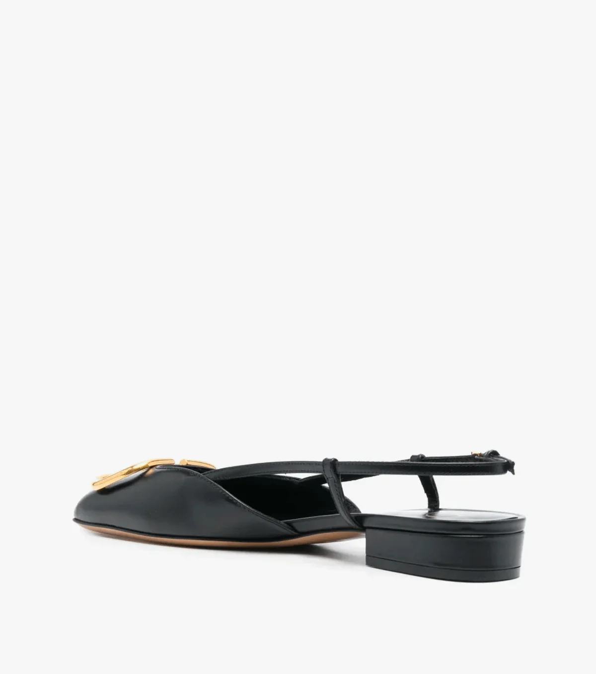 VLogo leather slingback ballerina shoes