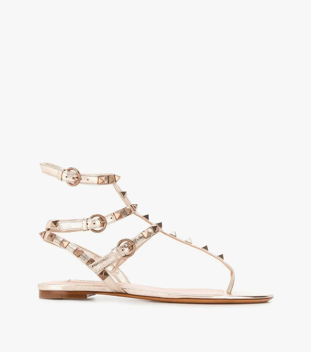 Rockstud metallic-effect sandals