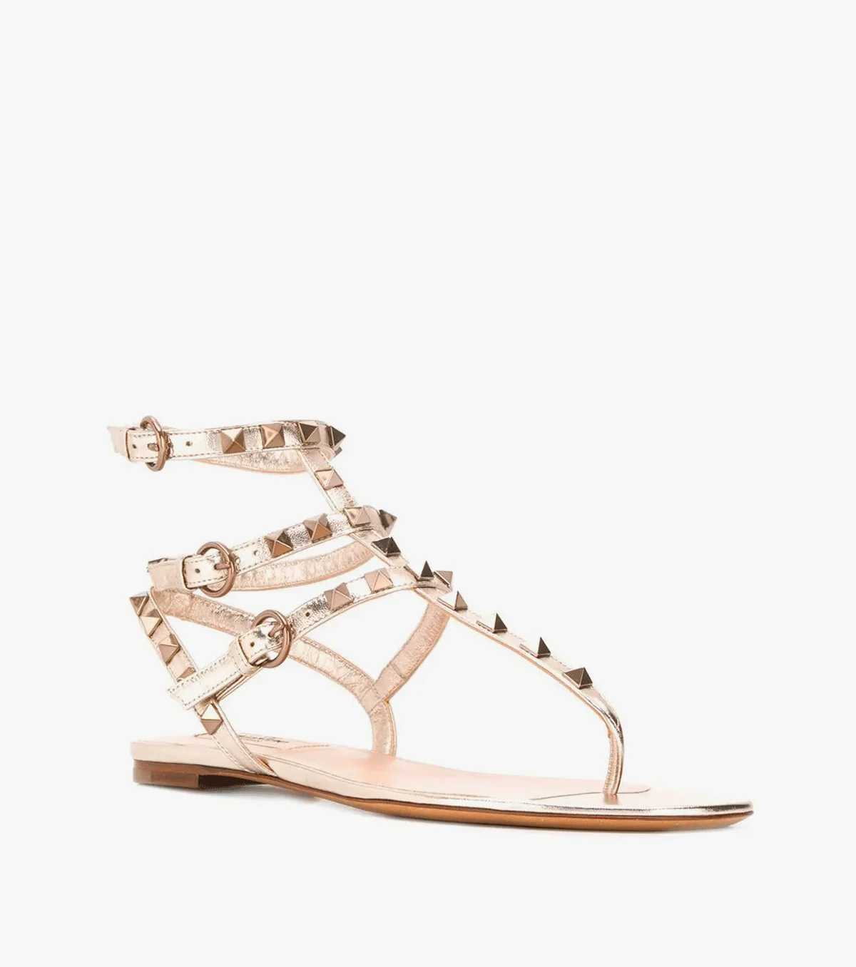 Rockstud metallic-effect sandals