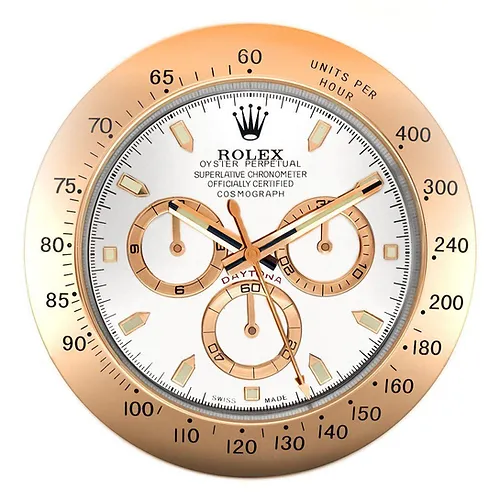 Rolex Daytona Wall Clock Rose Gold & White Elegance Lucky Wall Clock