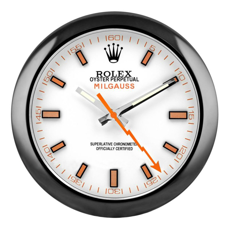 Sleek Rolex Milgauss Wall Clock Black and White Style Lucky Wall Clock