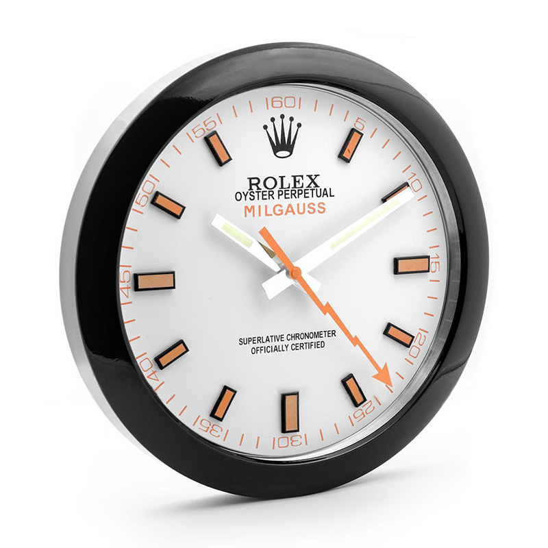 Sleek Rolex Milgauss Wall Clock Black and White Style Lucky Wall Clock