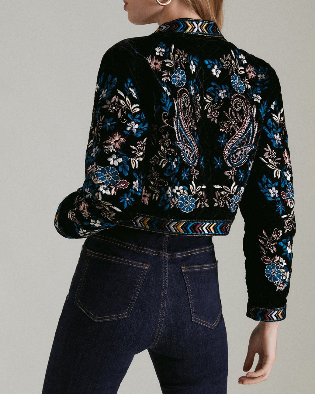 cropped velvet british jacket