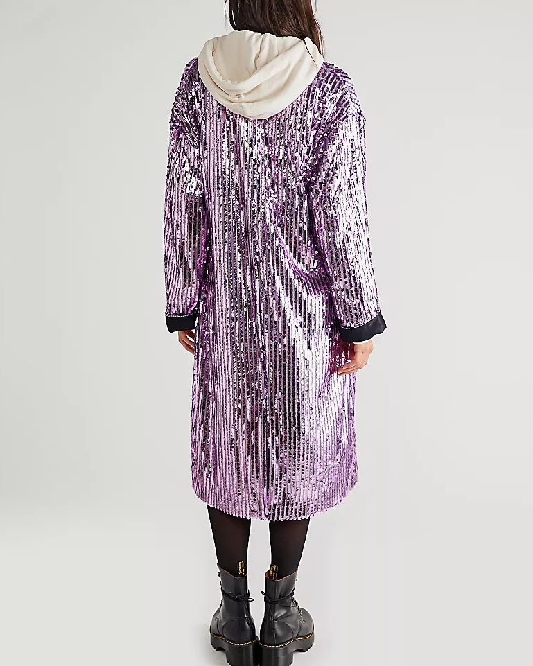 Purple Glitter Velvet Cardigan Jacket