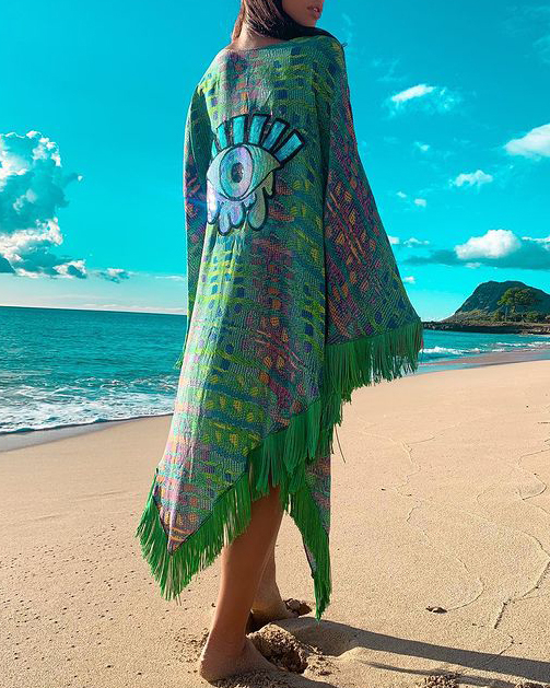 Demon Eye Cloak Fringed Vintage Cardigan