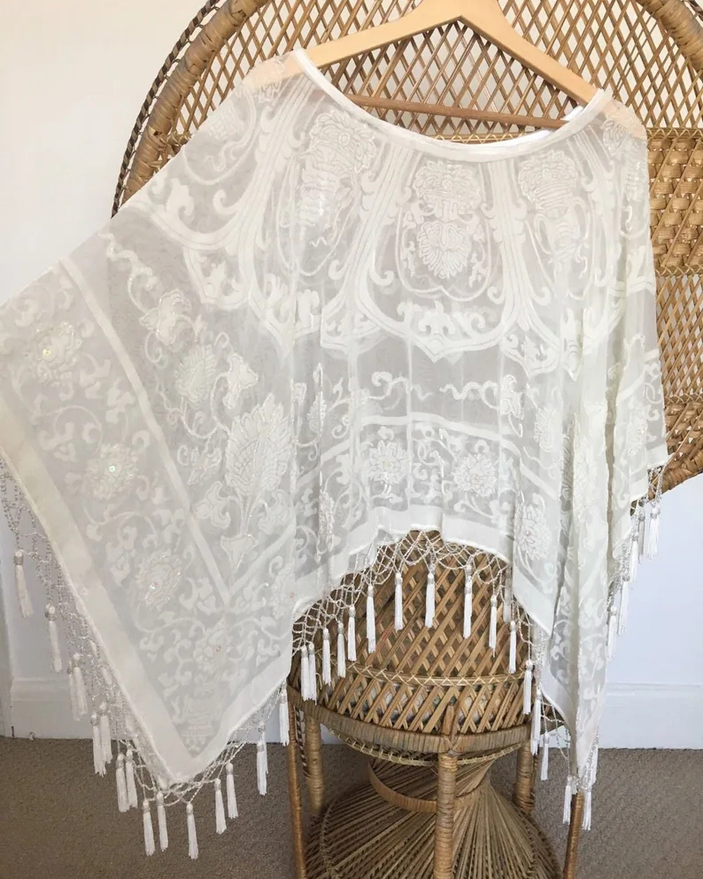 cape fringed kimono cardigan