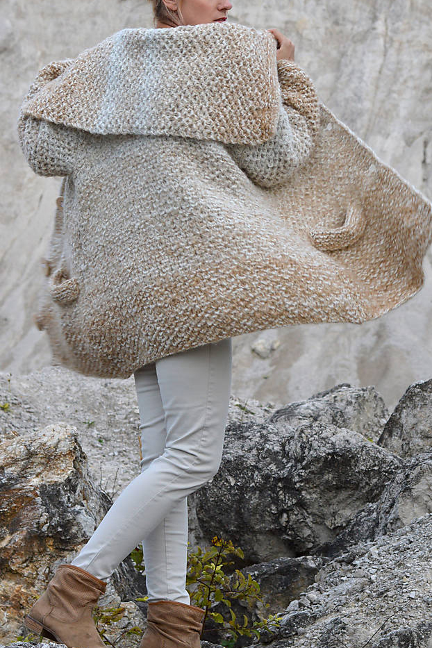 Women Casual Plus Size Long Sleeve Sweater - Beige