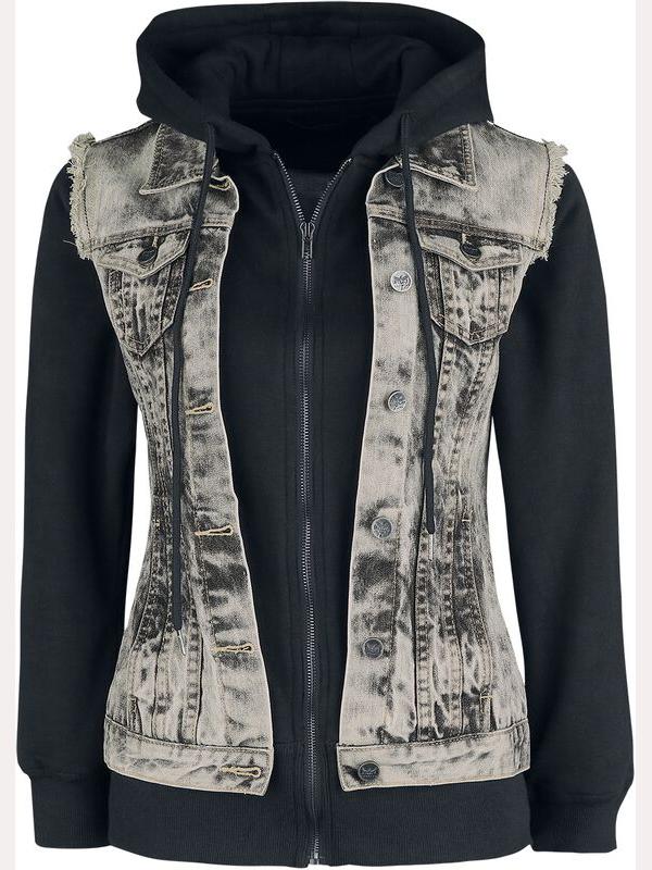 Casual ladies denim hooded jacket