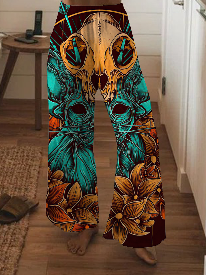 Punk Longevity Flower Skull Fashion Pants