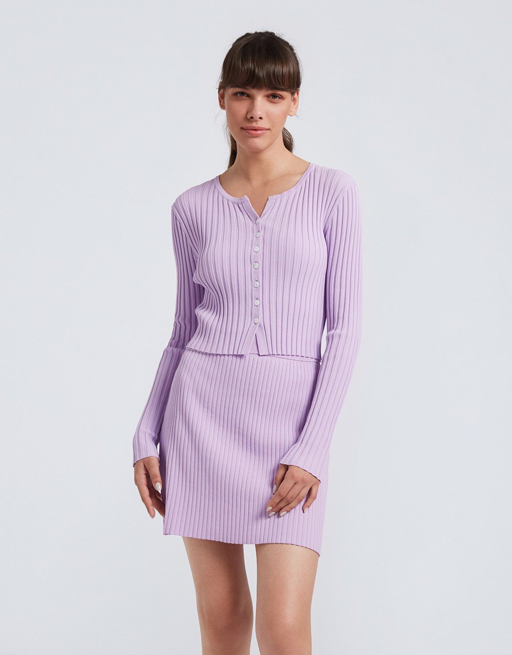 Button Up Rib Knit Cardigan