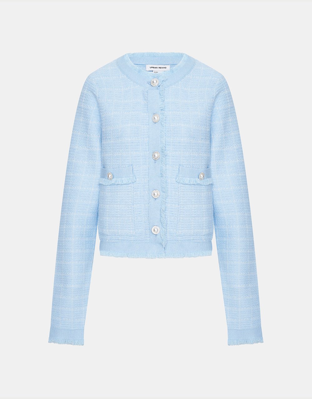 Raw Hem Pearl Button Cardigan