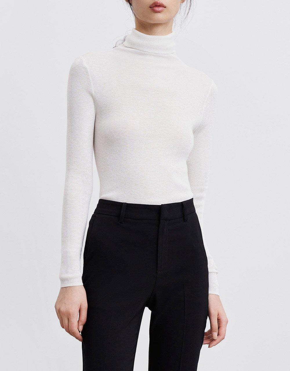 Minimalistic Turtle Neck Fitted Knit Top