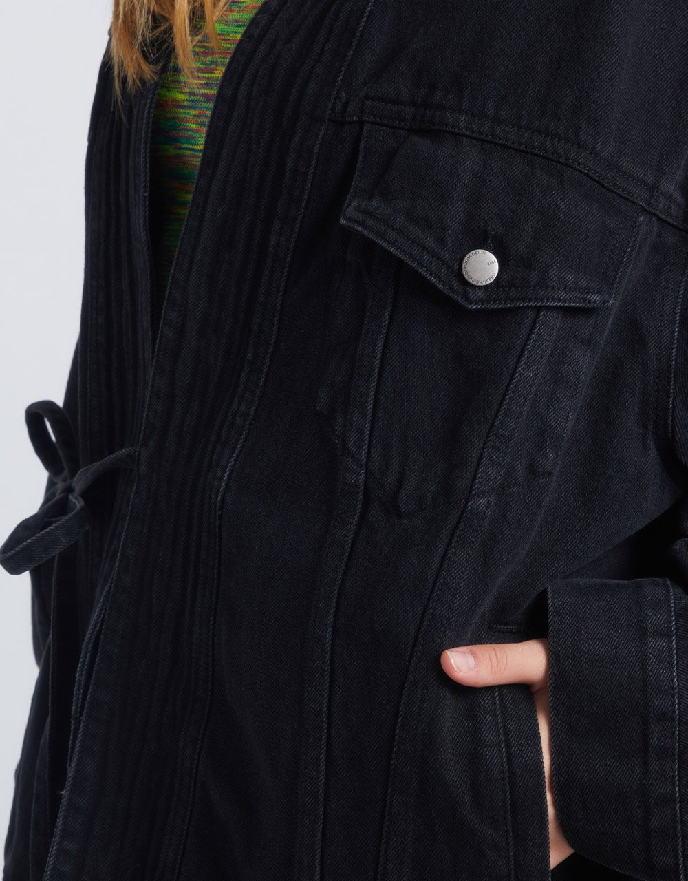 Off-Shoulder Long Sleeve Denim Jacket