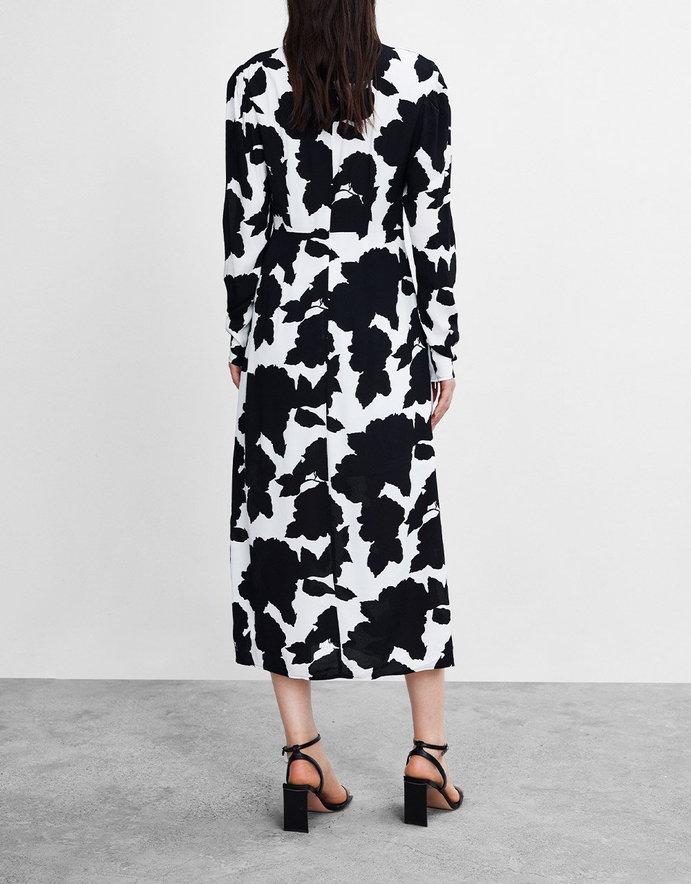Abstract Print Cut Out Detail Midi Dress