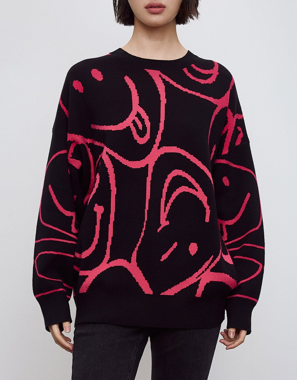 Drop Shoulder Sleeve Crew Neck Knitted T-Shirt