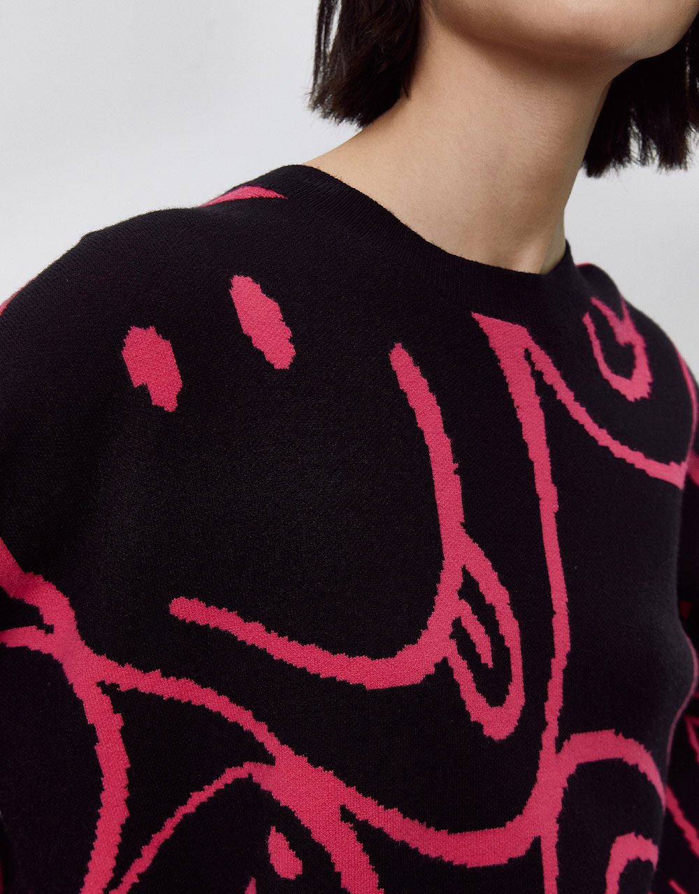 Drop Shoulder Sleeve Crew Neck Knitted T-Shirt