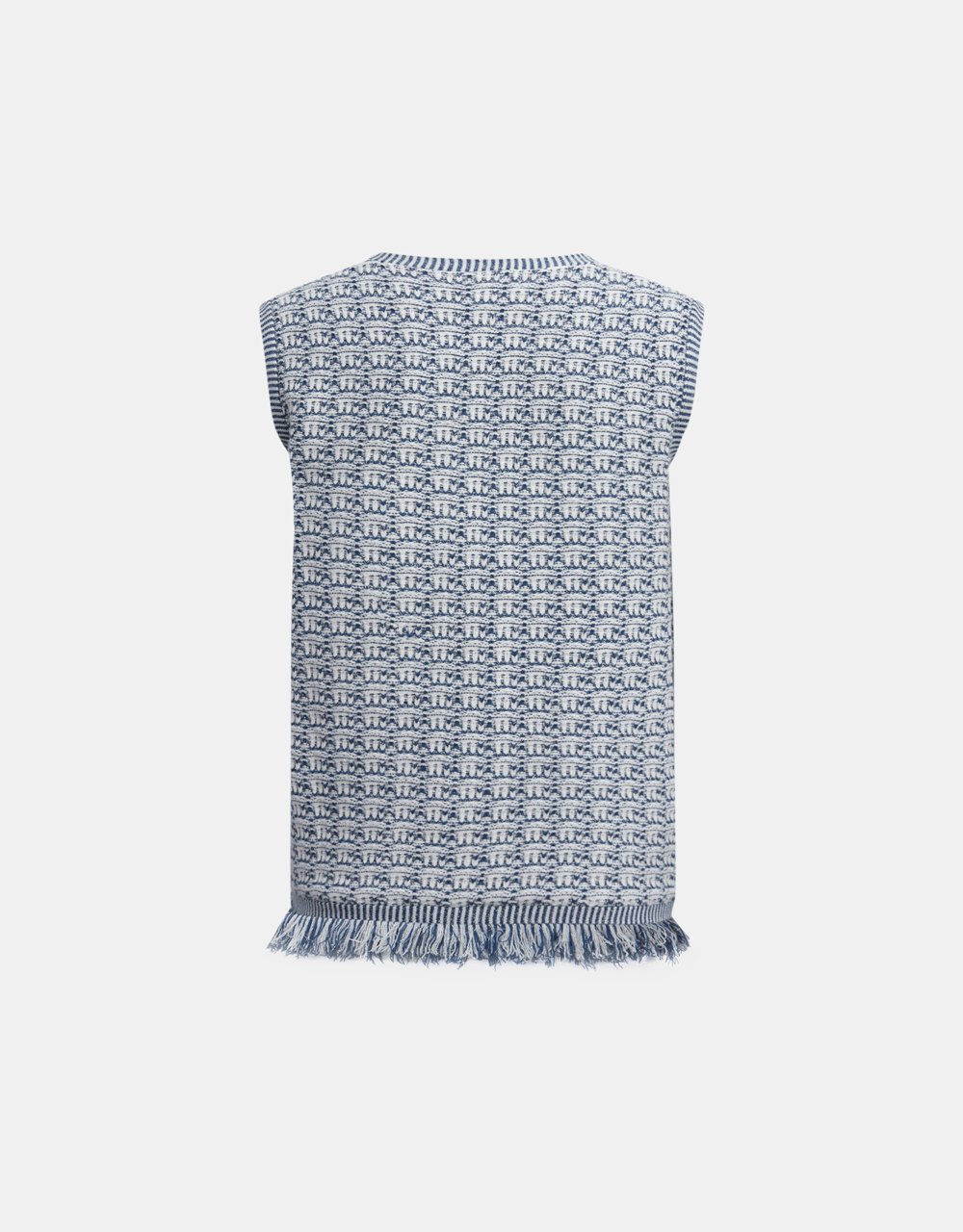 Raw Hem Faux Pocket Button Up Knitted Vest