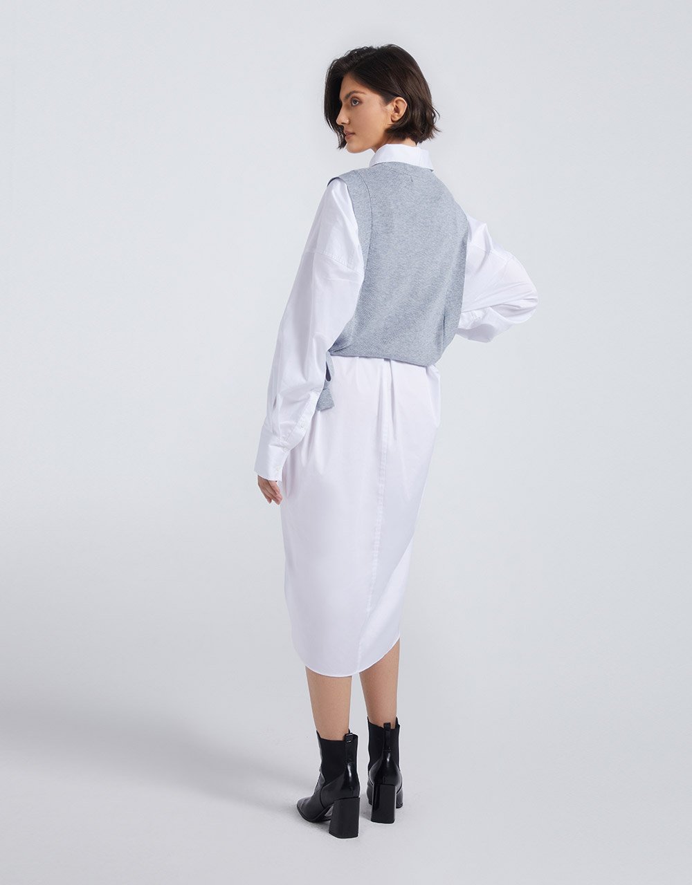 Crew Neck Mid-Length Knitted Vest