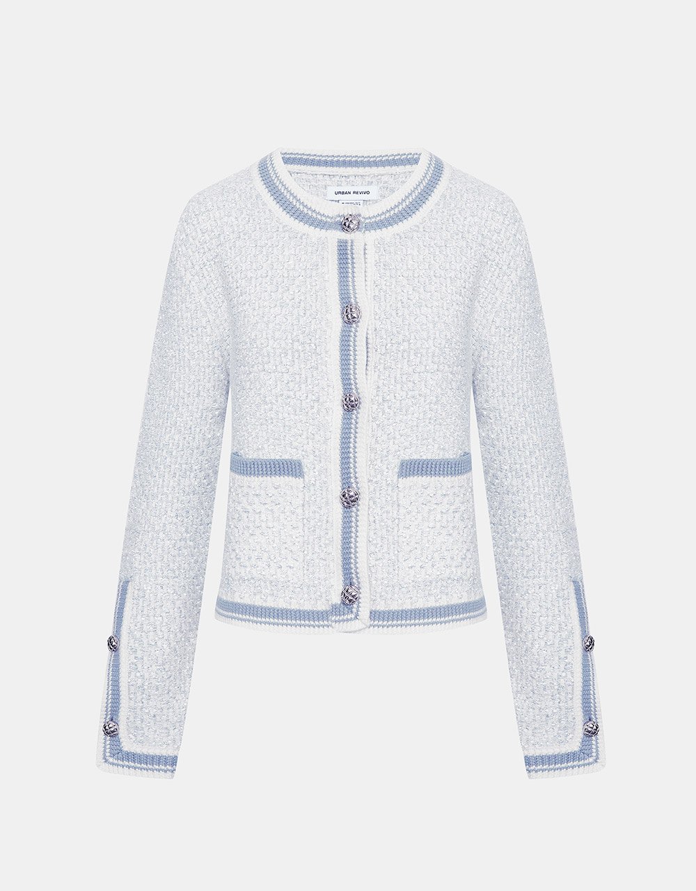 Contrast Trim Button Front Cardigan