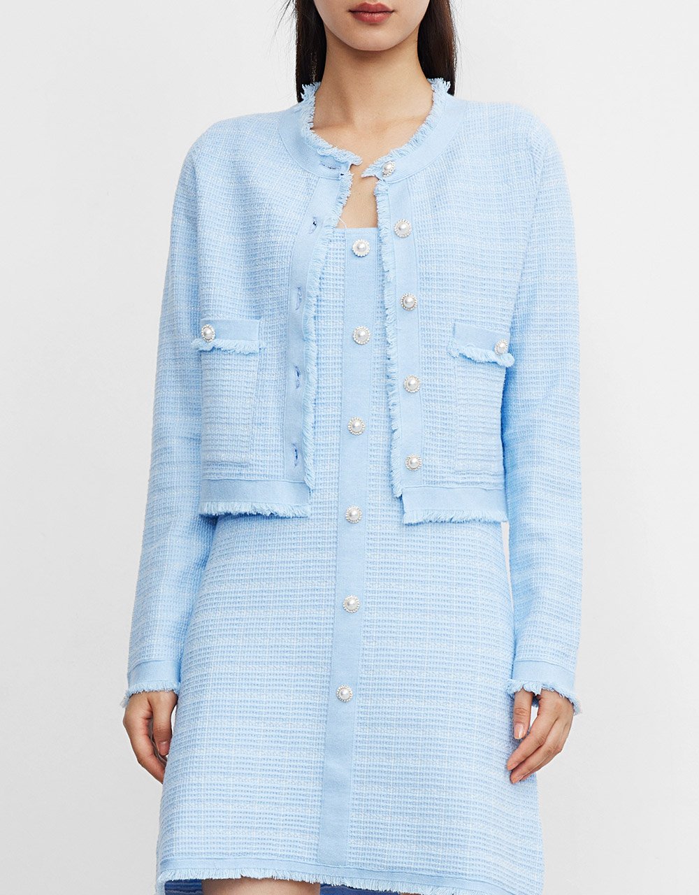 Raw Hem Pearl Button Cardigan