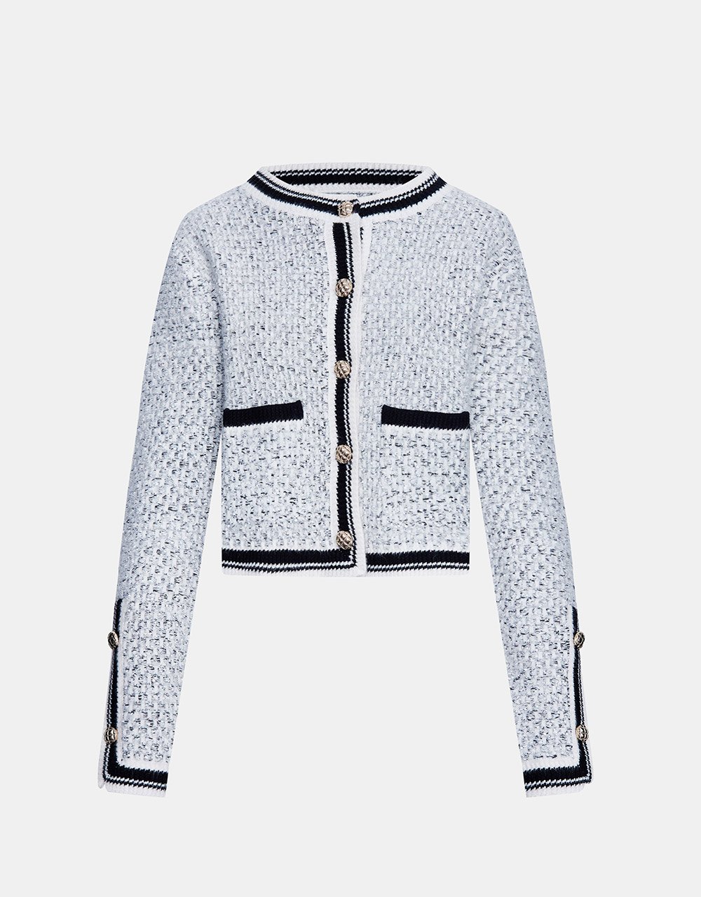 Contrast Trim Button Front Cardigan