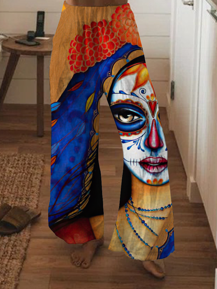 Punk Longevity Flower Skull Fashion Pants