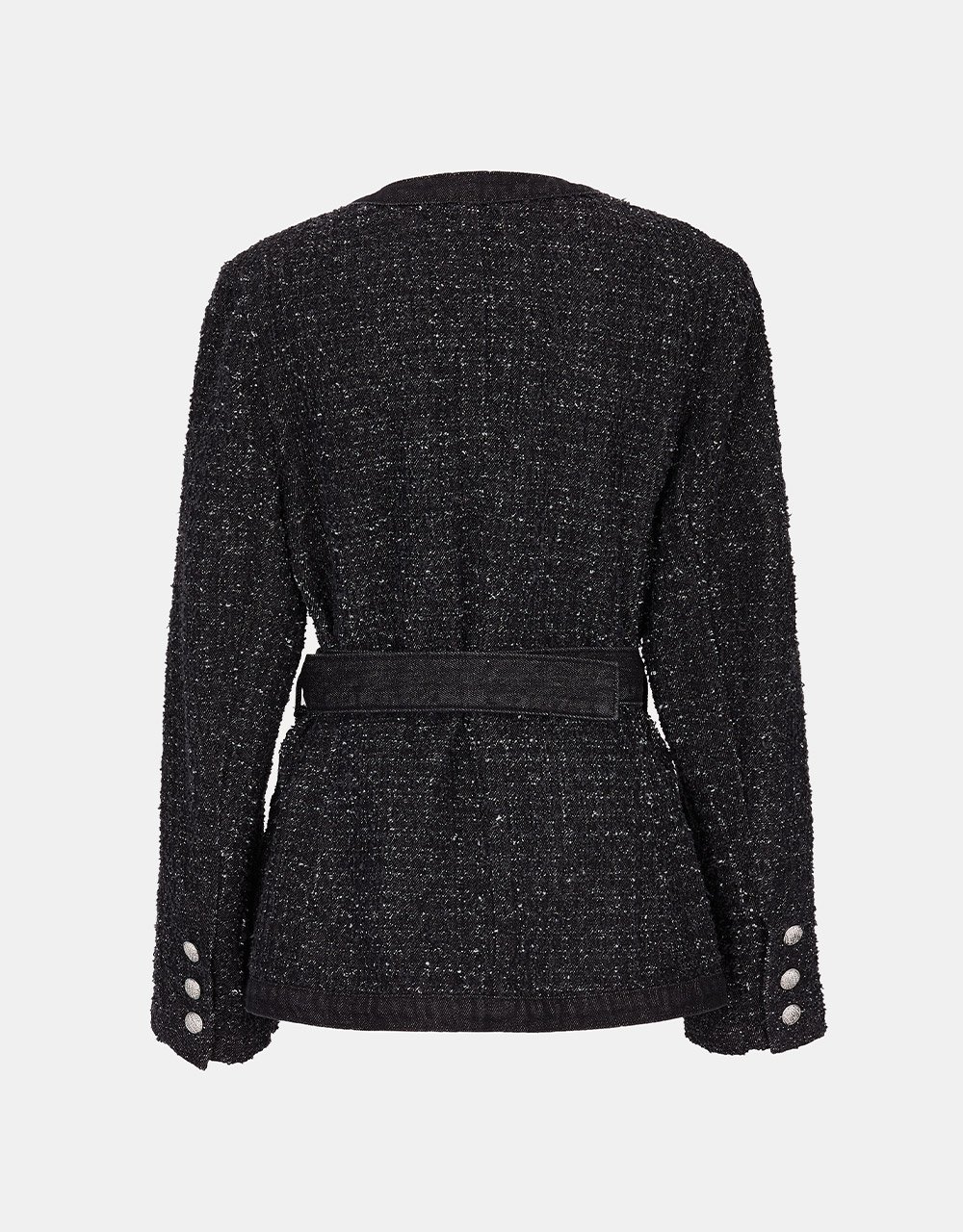 Shoulder Pad Buckle Belted Jacket