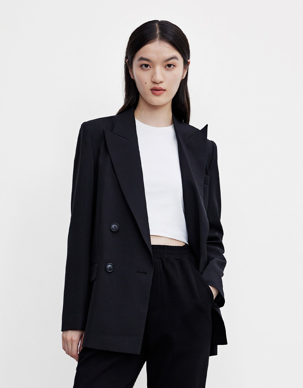 Peak Collar Double Breasted Blazer