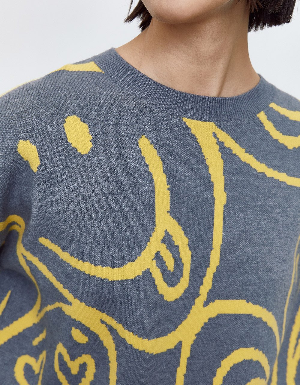 Drop Shoulder Sleeve Crew Neck Knitted T-Shirt