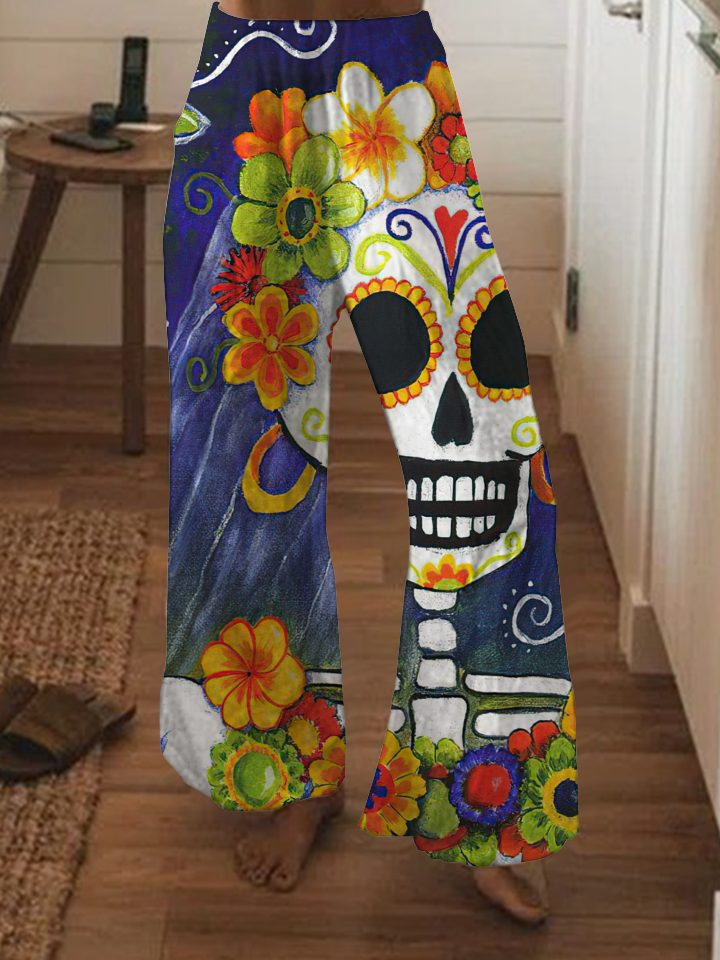 Punk Longevity Flower Skull Fashion Pants