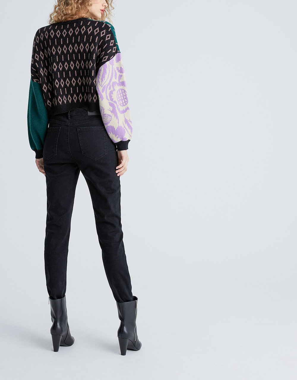 Drop Shoulder Crew Neck Oversized Crop Sweater